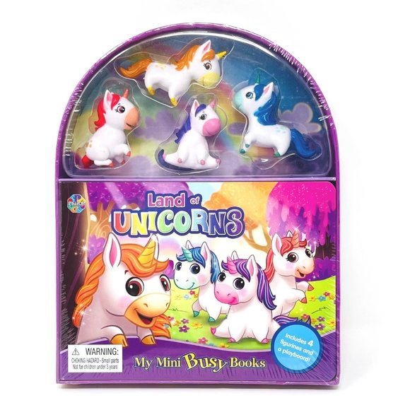 NEW In Package Land of Unicorns My Mini Busy Book 4 Figurines Book & Play Board - Picture 1 of 2